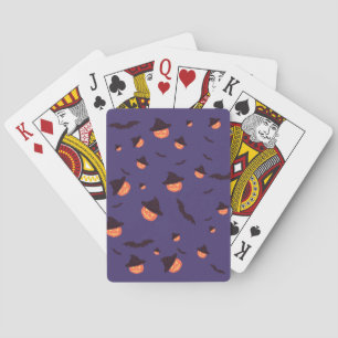 Jeu De Cartes Orange Retro Citrouilles & chauves-souris Hallowee
