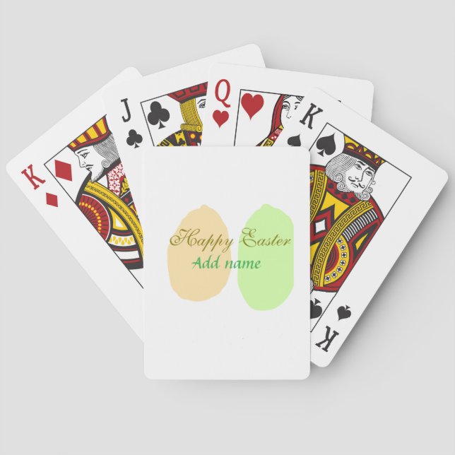 Jeu De Cartes Orange vert oeuf heureux pâques ajouter nom messag (dos)