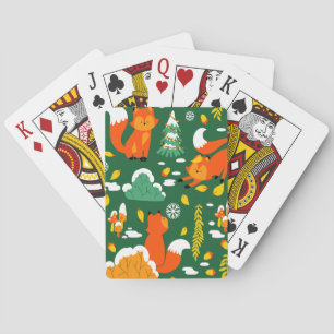 Jeu De Cartes Orange Wild automne Forêt d'hiver Fox