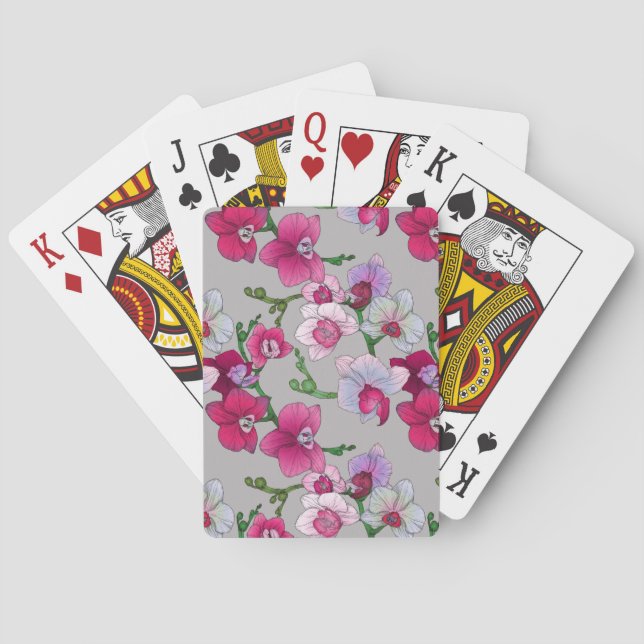 Jeu De Cartes Orchidées roses en fleur (dos)