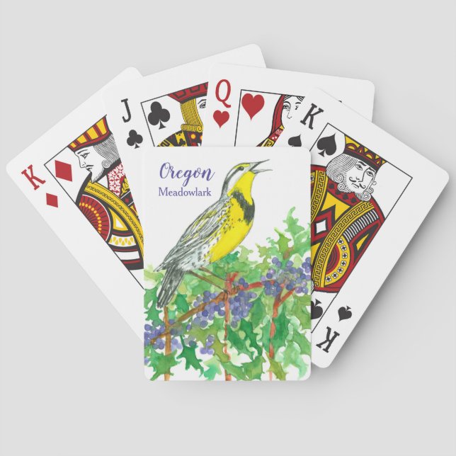 Jeu De Cartes Oregon Souvenir Meadowlark Raisins d'oiseaux (dos)