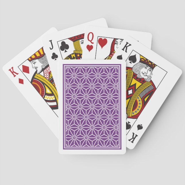 Jeu De Cartes Oriental violet Ayame Asanoha Motif japonais (dos)