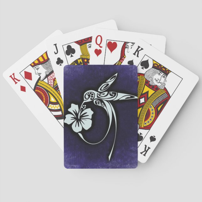 Jeu De Cartes Ornate Bird on Deep Blue (dos)