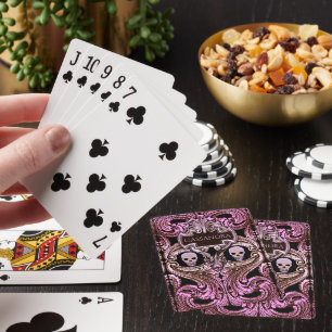 Jeu De Cartes Ornement rose Goth avec crâne personnalisé
