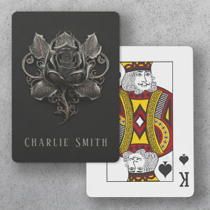 Jeu De Cartes Ornement rose Goth sur nom personnalisé arrière - 