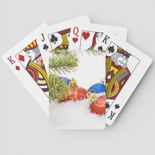 Jeu De Cartes Ornements D'Arbre De Noël En Neige (dos)