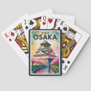 Jeu De Cartes Osaka Japon Château Illustration Voyage Art Rétro