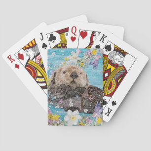 Jeu De Cartes Otter Nager dans les fleurs