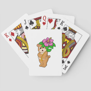 Jeu De Cartes Ours avec Hibiscus aux fleurs
