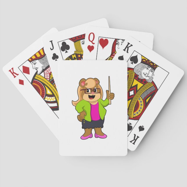 Jeu De Cartes Ours comme enseignant avec lunettes (dos)