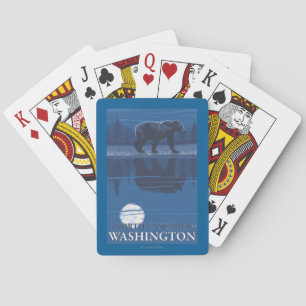 Jeu De Cartes Ours dans le clair de lune - cascades du nord,