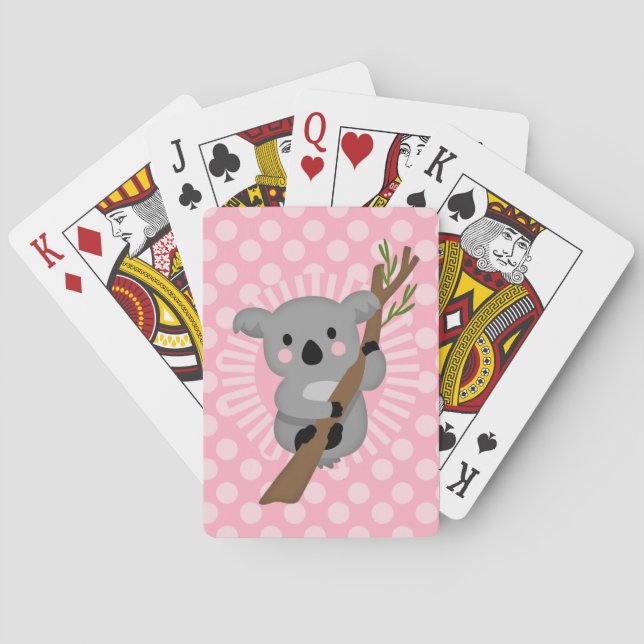 Jeu De Cartes Ours Koala mignon - Fille Gris Rose (dos)