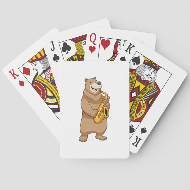 Jeu De Cartes Ours musicien avec saxophone (dos)