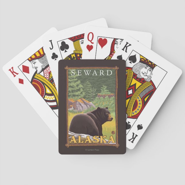 Jeu De Cartes Ours noir dans la forêt - Seward, Alaska (dos)