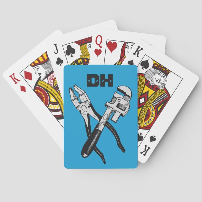 Jeu De Cartes OUTILS monogramme personnalisé et cartes de lectur (dos)