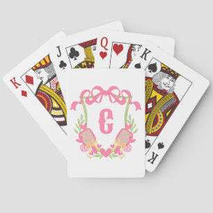 Jeu De Cartes Pagaie rose et vert Pickleball Monogram Crest