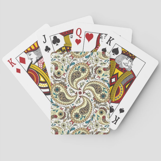 Jeu De Cartes Paisers en jaune/brun et blanc (dos)