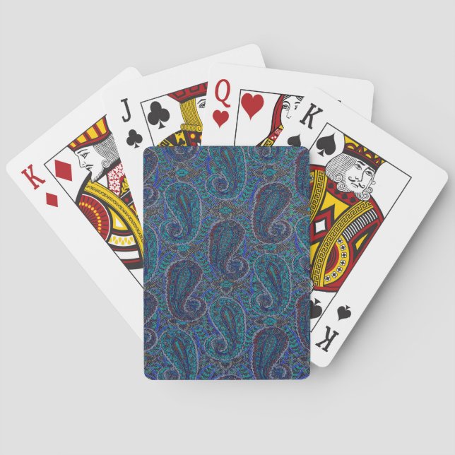 Jeu De Cartes Paisley Blue Indian Boho Motif (dos)
