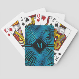 Jeu De Cartes Palm Monogrammé Turquoise