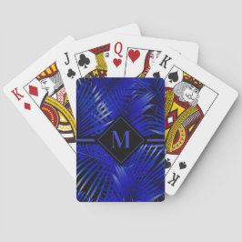 Jeu De Cartes Palme bleu tropicale monogramme