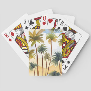 Jeu De Cartes Palmiers Tropicaux   Carte Aquarelle de Plage