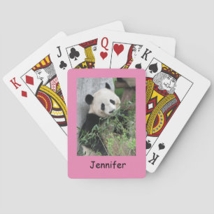 Jeu De Cartes Panda Géant Cute, Arrière - plan Rose, Jouer Des C