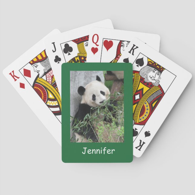 Jeu De Cartes Panda Géant Cute, Arrière - plan Vert,  (dos)