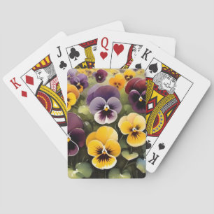 Jeu De Cartes Pansies jaunes et violets aquarelle