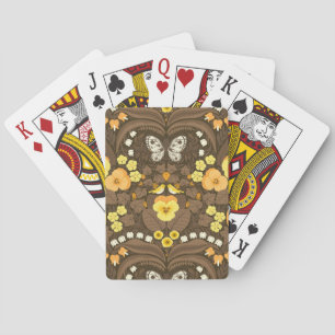 Jeu De Cartes Pansies jaunes, oiseaux et papillons