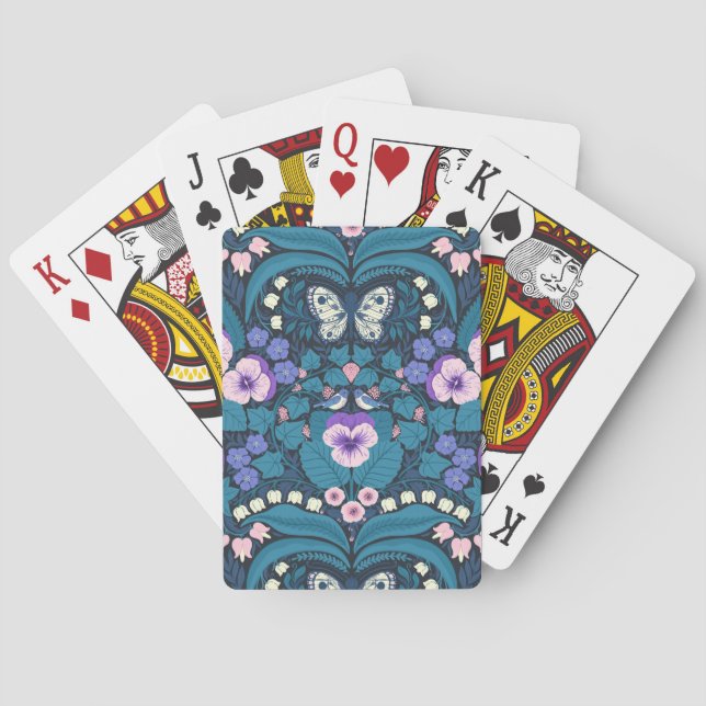 Jeu De Cartes Pansies, oiseaux et papillons (dos)