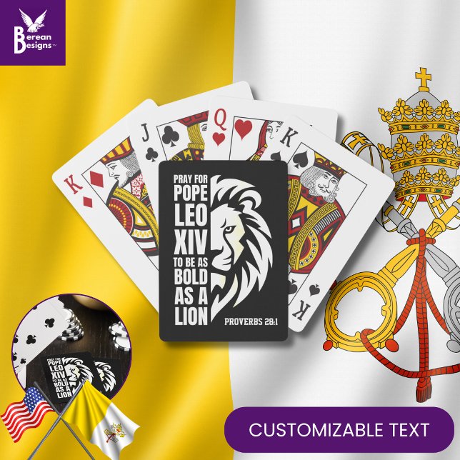 Jeu De Cartes PAPE LEO XIV Prière Gras Lion chrétien (Celebrate the new pope w/ these PRAY FOR POPE LEO XIV cards w/ CUSTOM TEXT. Great Catholics gift)