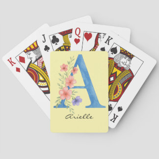 Jeu De Cartes Papier aquarelle personnalisé lettre A monogramme