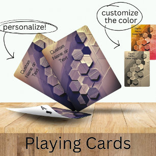 Jeu De Cartes Papier moderne et bois Hexagon 3D Texte personnali