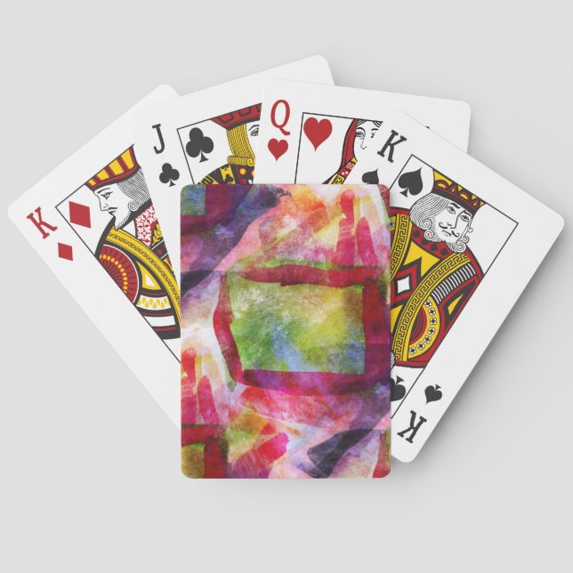 Jeu De Cartes Papier peint vert et rouge abstrait (dos)