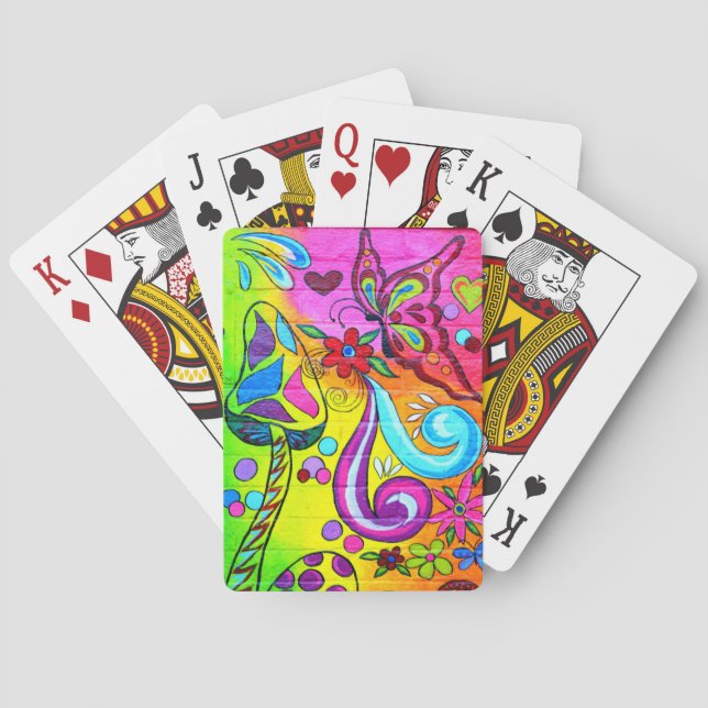 Jeu De Cartes papillon aux champignons magiques jouant aux carte (dos)
