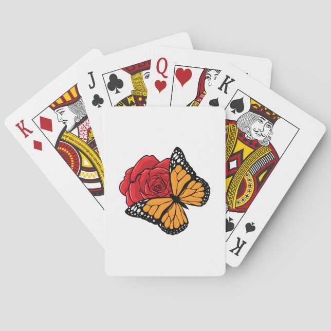 Jeu De Cartes Papillon avec Rose (dos)
