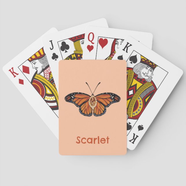 Jeu De Cartes Papillon Monarque Citrine de novembre personnalisé (dos)
