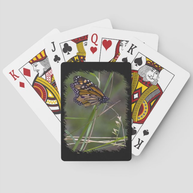 Jeu De Cartes Papillon monarque dans l'herbe Black Edge (dos)