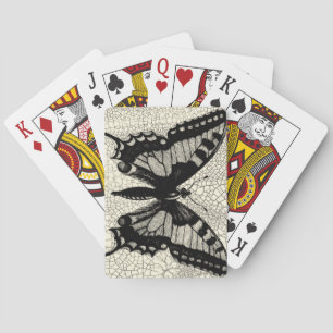 Jeu De Cartes Papillon noir et blanc sur l'arrière - plan criqué