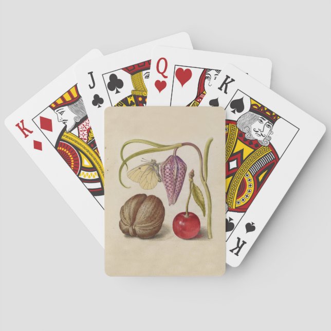 Jeu De Cartes Papillons noix Fleur Cerisier Aquarelle Art (dos)