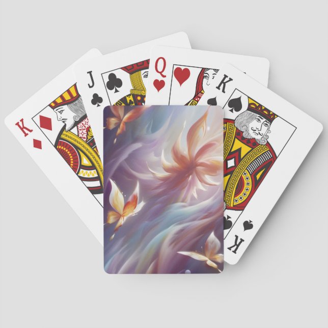 Jeu De Cartes Papillons stylisés et fleurs (dos)