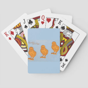 Jeu De Cartes Pâques Salutations poussins en Bleu
