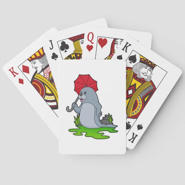 Jeu De Cartes Parapluie de pluie de phoque (dos)