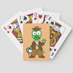 Jeu De Cartes Parasaurolophus Habillé Comme Indiana Jones.