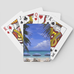 Jeu De Cartes parasols sur la plage, Saint-Martin, Caraïbes