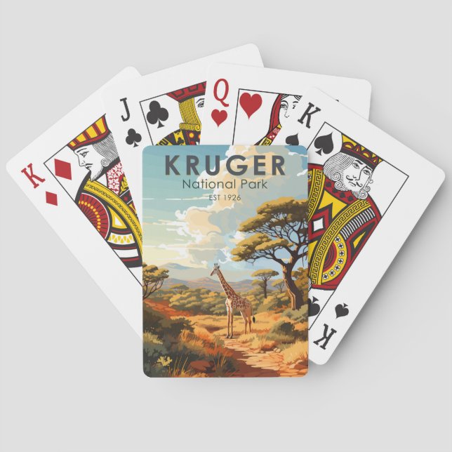Jeu De Cartes Parc national de Kruger Afrique du Sud Giraffe Vin (dos)