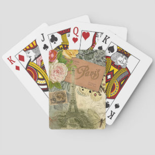 Jeu De Cartes Paris France Art Antique Collage Eiffel Français