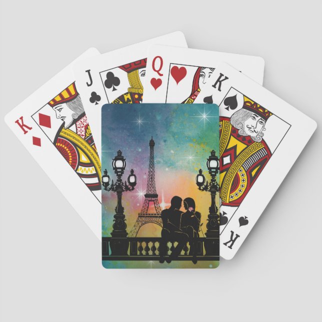 Jeu De Cartes *~* Paris Tour Eiffel Amateurs d'étoiles Roses (dos)