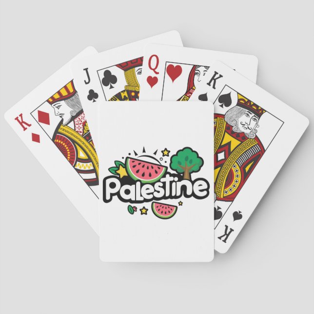 Jeu De Cartes Parole palestinienne mignonne entourée de pastèque (dos)