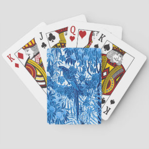 Jeu De Cartes Parrot dans un cadre de jungle, Indigo bleu et bla